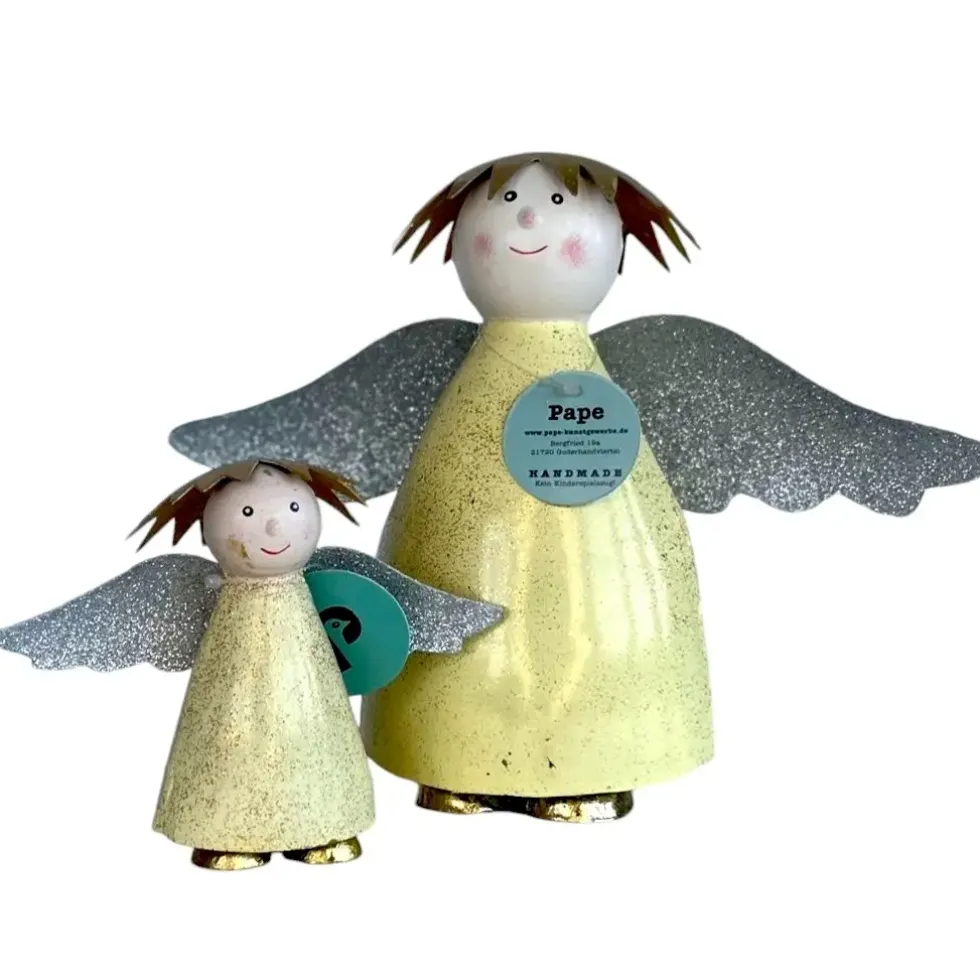 Deko Figur Engel Lou gelb mit Glitzer Pape
