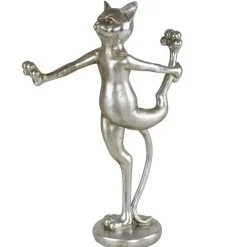 Deko Figuren Katzen Trio Cat-Aerobic silber Antikfinish