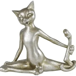 Deko Figuren Katzen Trio Cat-Aerobic silber Antikfinish