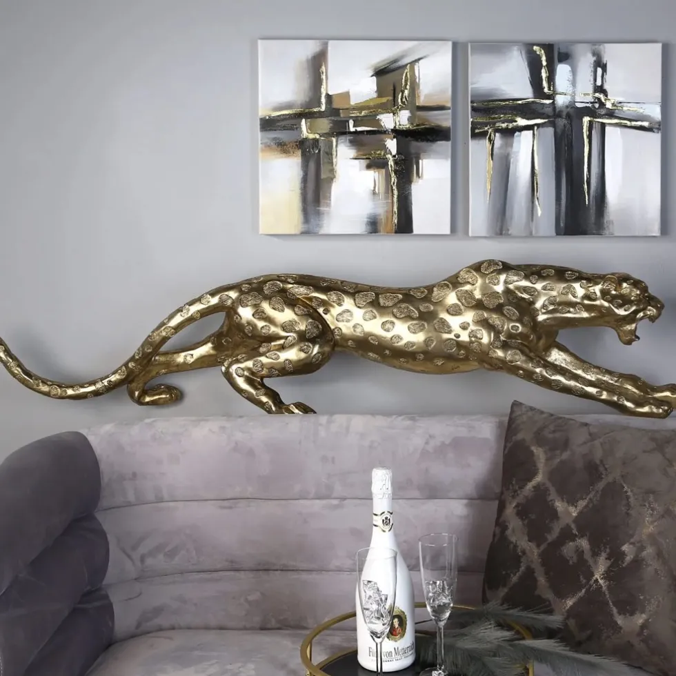 Deko Figur Gepard gold L 80 cm