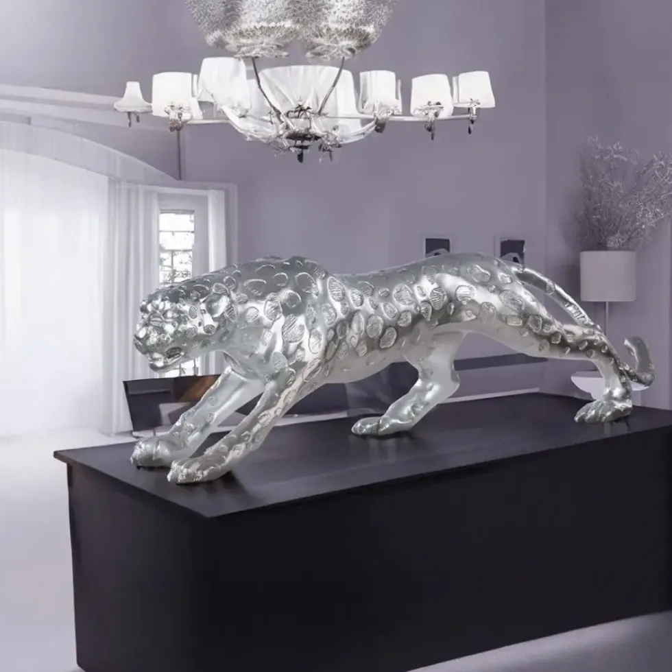 Deko Figur Gepard silber
