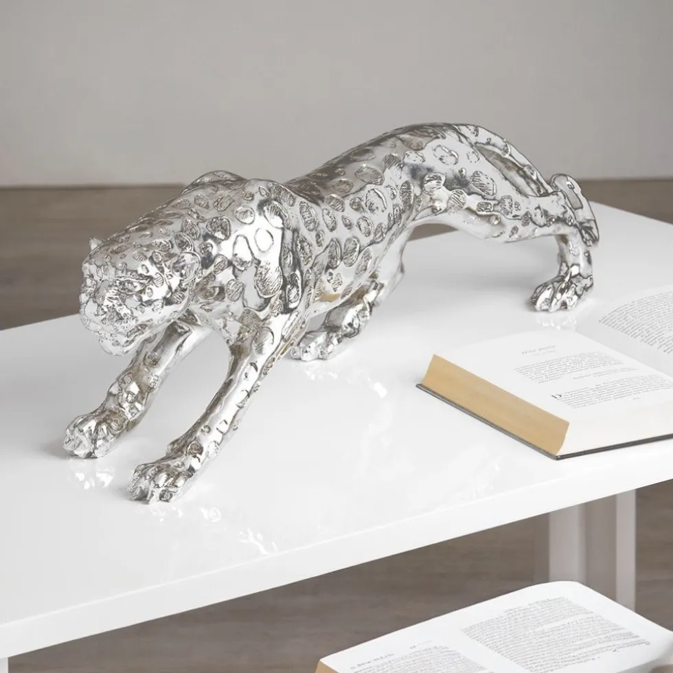 Deko Figur Gepard silber