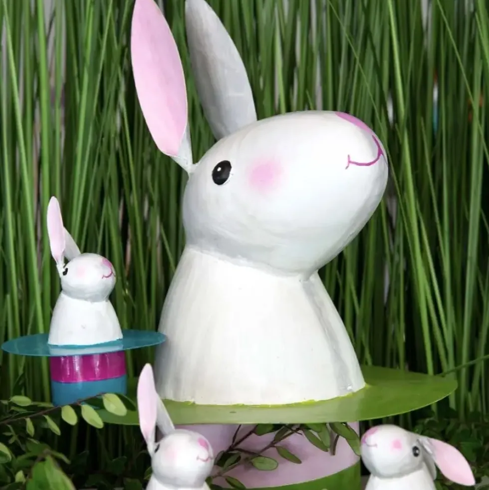 Deko Figur Hase im Hut Lucky Pape Kunstgewerbe Höhe 32 cm