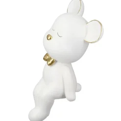 Deko Figur Kantenhocker Bär Bruno weiß gold Höhe 22 cm