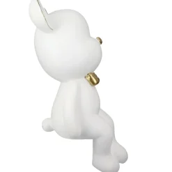 Deko Figur Kantenhocker Bär Bruno weiß gold Höhe 22 cm