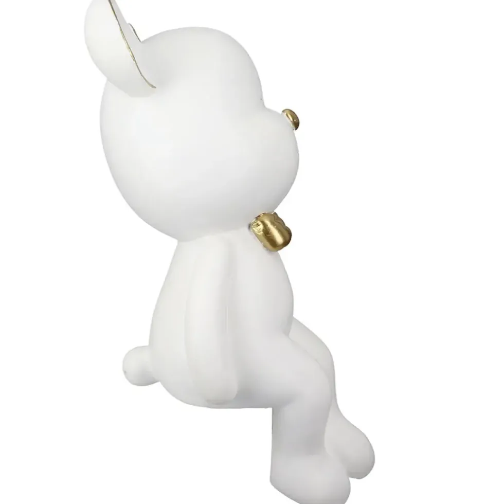 Deko Figur Kantenhocker Bär Bruno weiß gold Höhe 22 cm