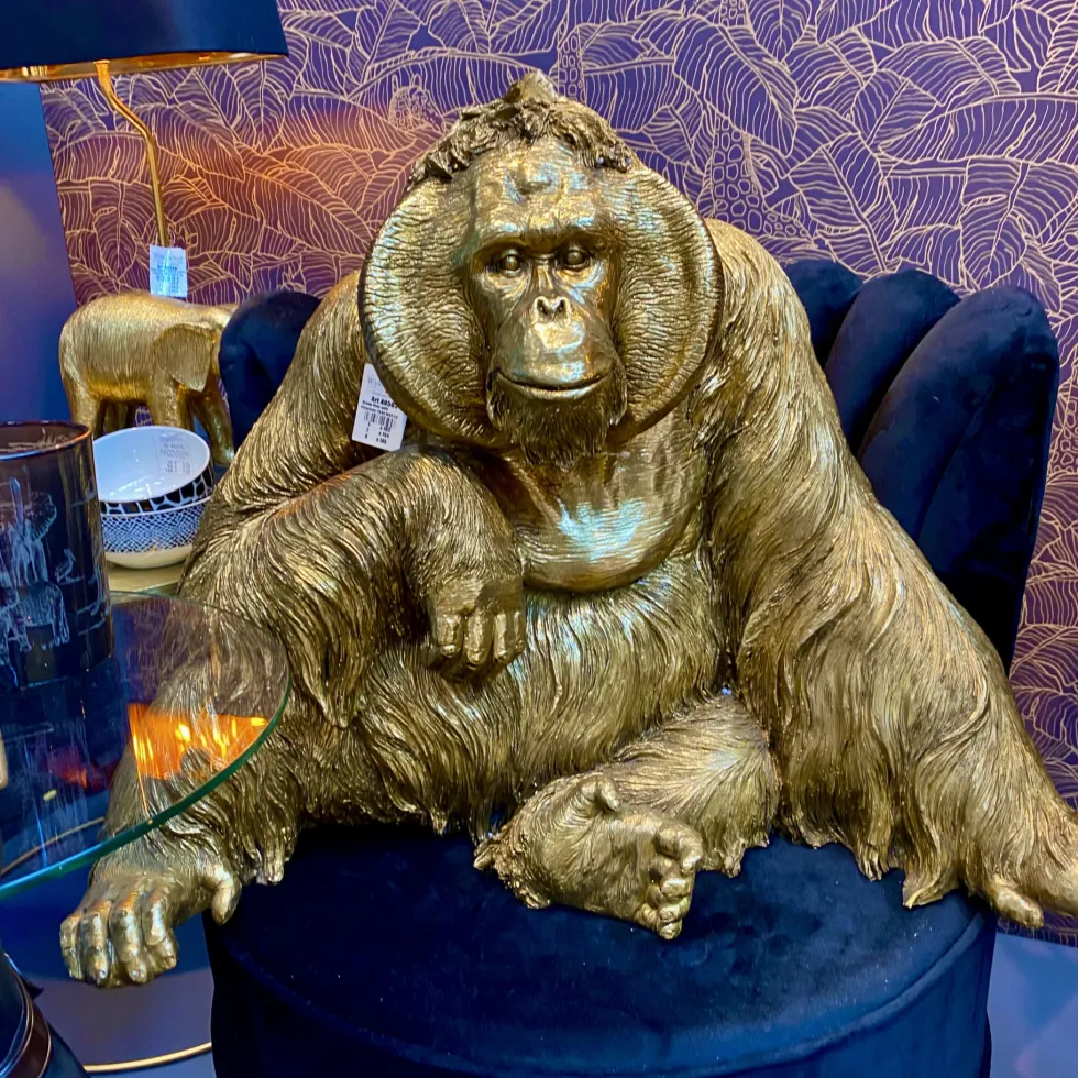 Dekofigur Orang-Utan gold Bill Werner Voß Höhe 53 cm