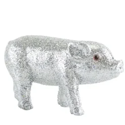 Dekofigur Schweinchen Solna silber Glitzer GiftCompany