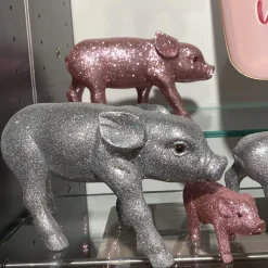 Dekofigur Schweinchen Solna silber Glitzer GiftCompany