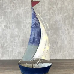 Deko Figur Segelboot Deko Metall LED Höhe 60 cm