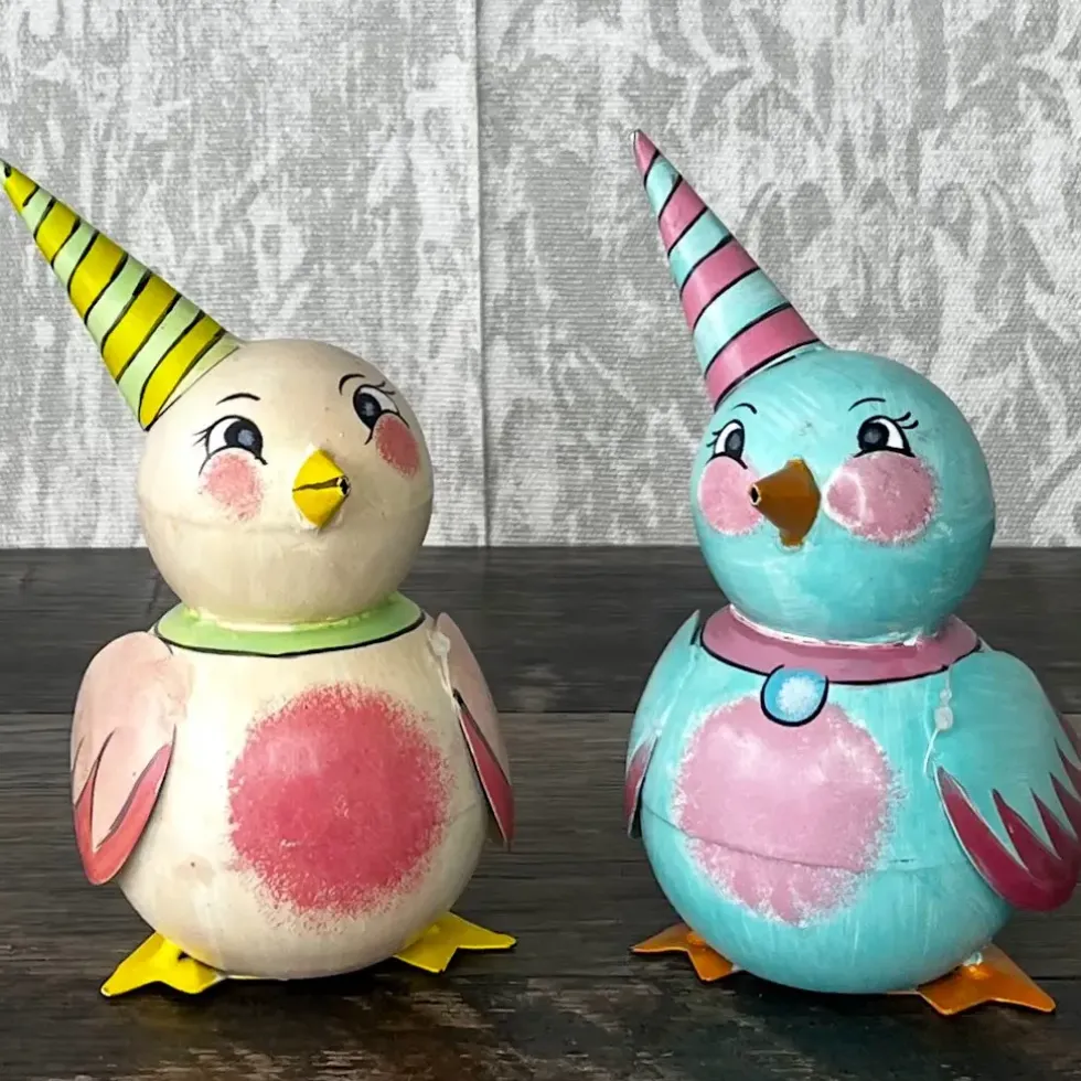 Deko Figur Vogel 2er Set Pape Kunstgewerbe Höhe 18 cm