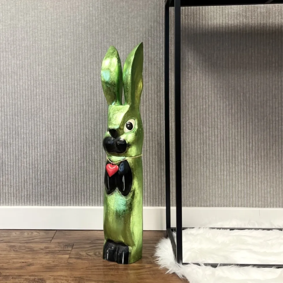 Deko Hase Skippie grün metallic Pape Kunstgewerbe