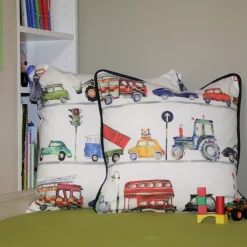 Dekokissen MY WORLD ON THE ROAD paintbox mit Keder