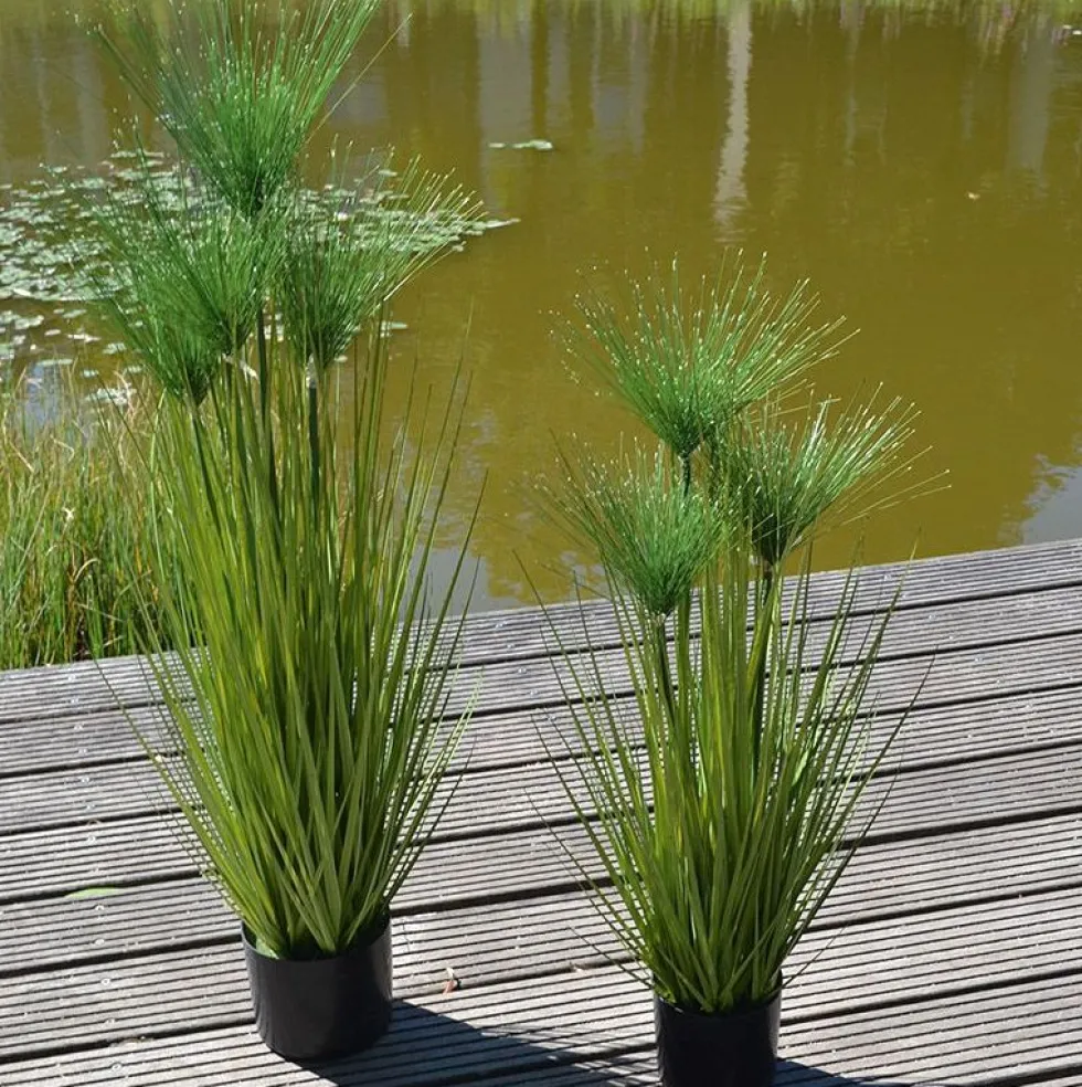Deko Kunstpflanze Zyperngras im Topf grün H 80 cm
