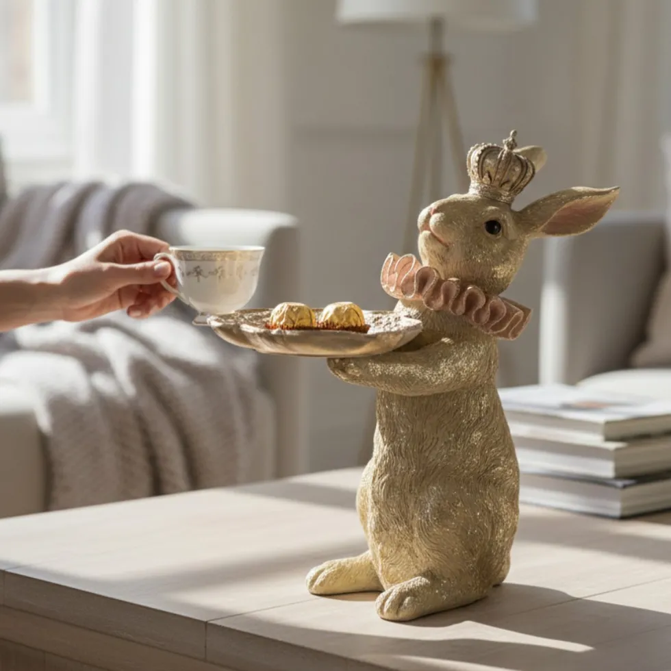 Deko Osterhase Clayre & Eef Prinzessin LILLY mit Schale Höhe 33 cm