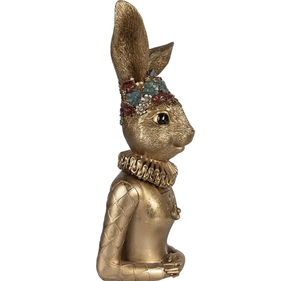 Deko Osterhase Hasenbüste gold mit Blumen Clayre & Eef Höhe 49 cm