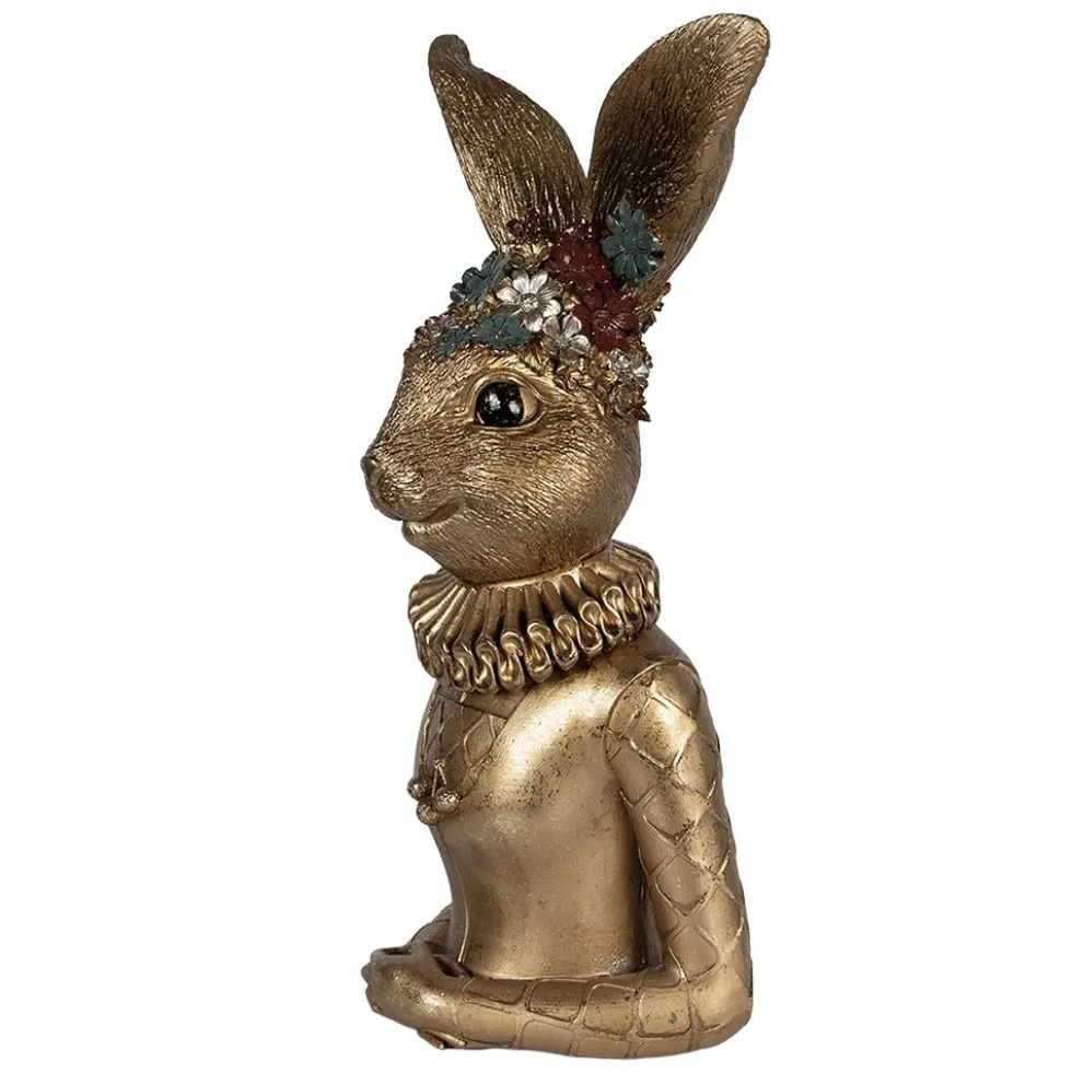 Deko Osterhase Hasenbüste gold mit Blumen Clayre & Eef Höhe 49 cm