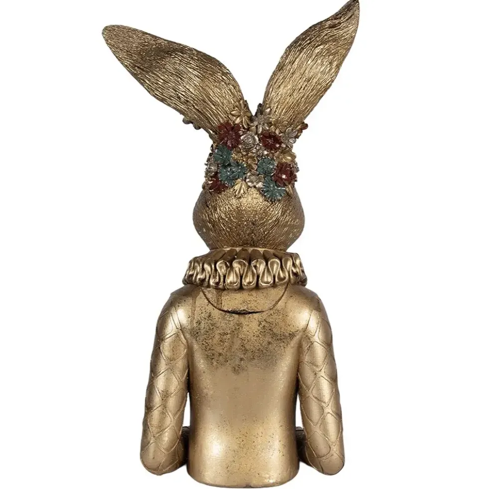 Deko Osterhase Hasenbüste gold mit Blumen Clayre & Eef Höhe 49 cm