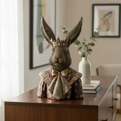 Deko Osterhase Hasenbüste gold Franca mit Krone Clayre & Eef Höhe 40 cm