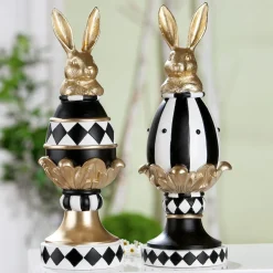 Deko Osterhase im Osterei kariert H 34 cm