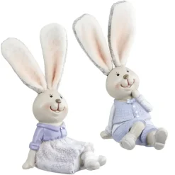 Deko Osterhasen 2er Set Liliane und Lilian H 12 cm