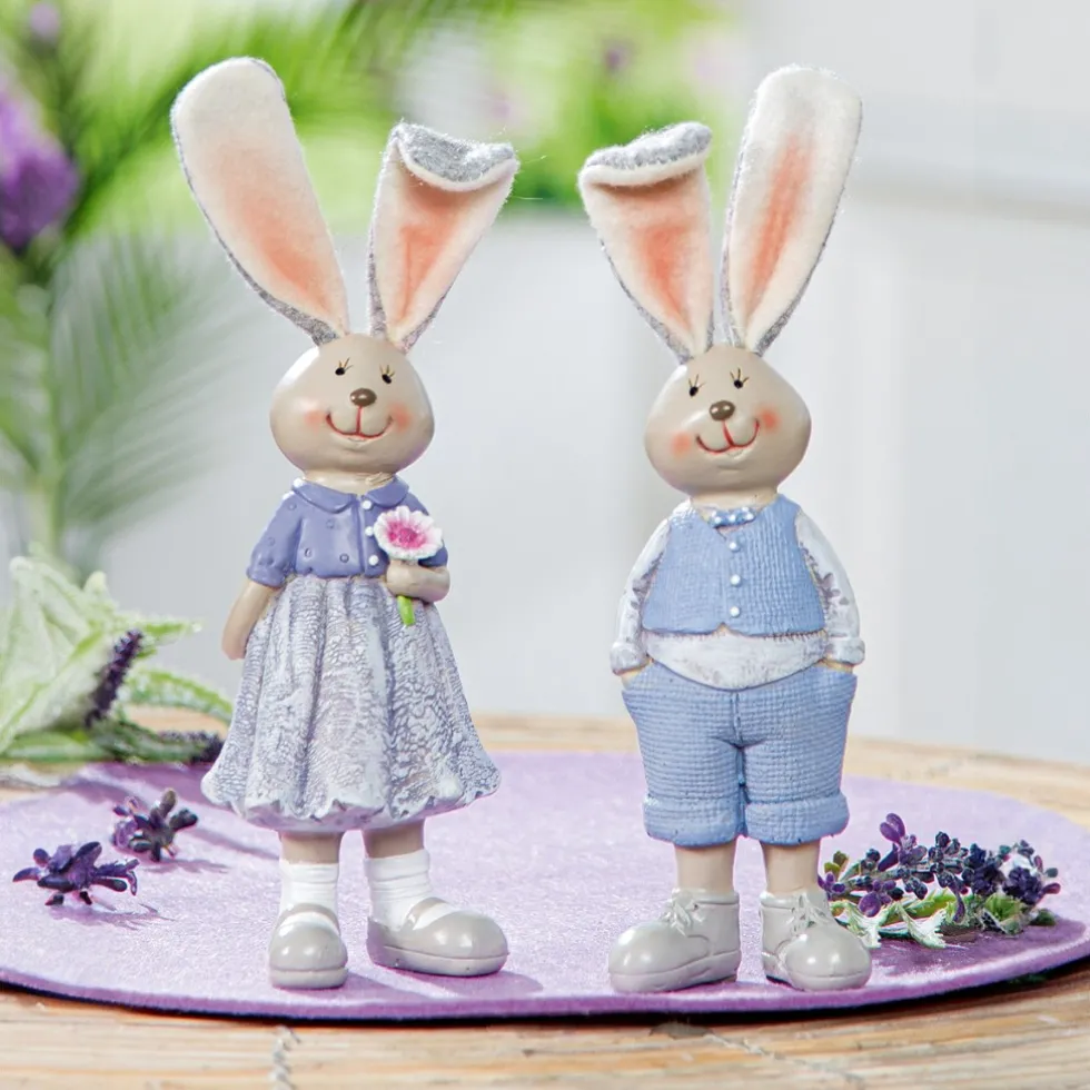 Deko Osterhasen 2er Set Lotte und Lothar H 21 cm