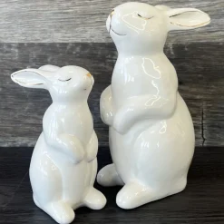 Deko Osterhase weiß Keramik Clio und Lio