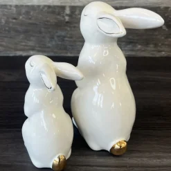 Deko Osterhase weiß Keramik Clio und Lio