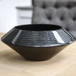 Dekoschale Annica Hochglanz schwarz silber D 42 cm