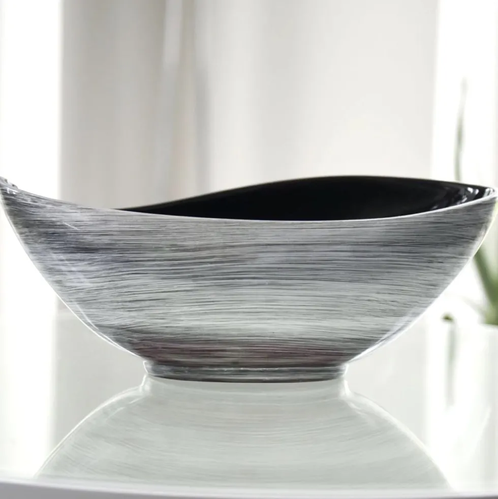 Dekoschale Antonia Hochglanz schwarz silber B 39 cm
