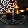 Deko Tablett schwarz weiß mit Goldrand SAIGON GiftCompany rund 35 cm