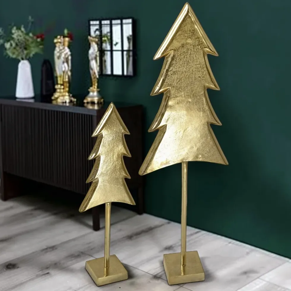 Deko-Tannenbaum Tanne Gold auf Ständer | In 2 Größen