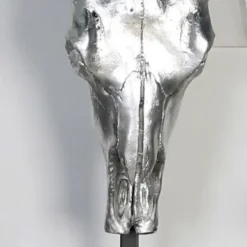 Design Skulptur Büffel silber Casablanca Höhe 80 cm