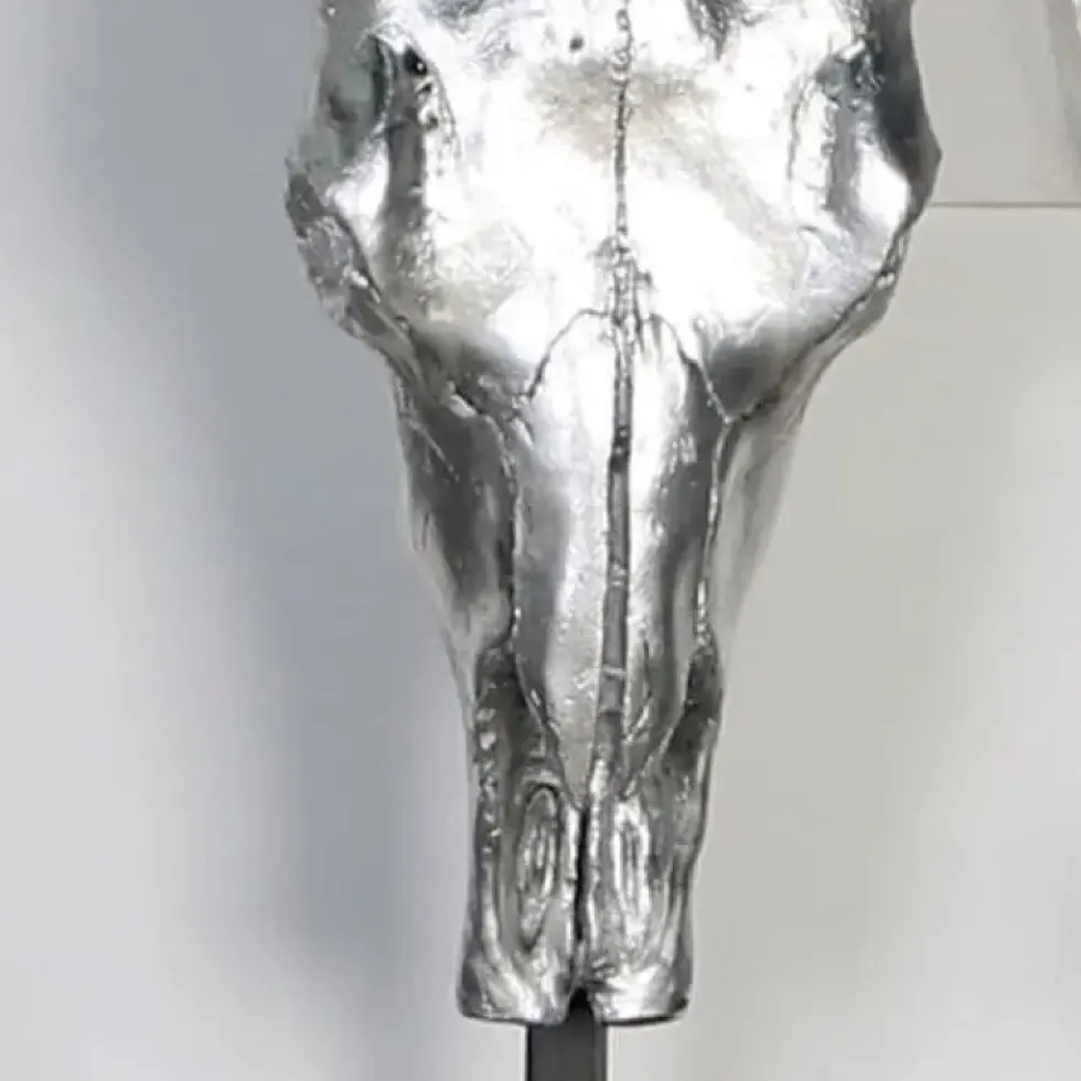 Design Skulptur Büffel silber Casablanca Höhe 80 cm