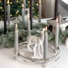 Edelstahl Kerzenring für Stabkerzen silber 30 cm