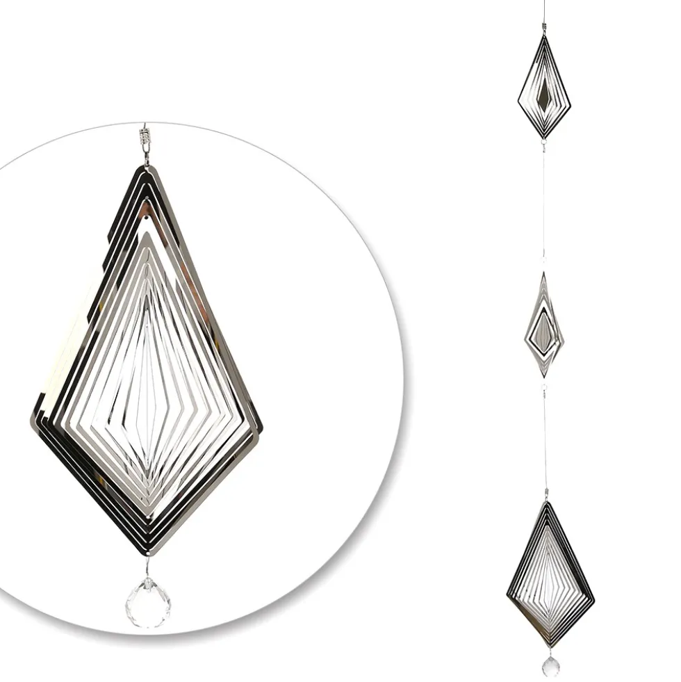 Edelstahl Windspiel Crystal Diamonds Casablanca Länge 120 cm