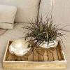 Edzard Tablett Holz MANGO mit Edelstahlrand 45×33 cm