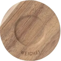 Eierbecher Porzellan weiß Räder WEICHEI mit Holzteller H 3,5 cm