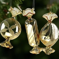 3er Set Glasanhänger Candy gold 12 cm