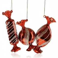 3er Set Glasanhänger Candy rot 12 cm