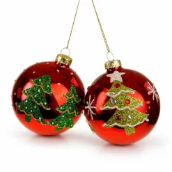 2er Set Glasanhänger rot Weihnachtsbaum