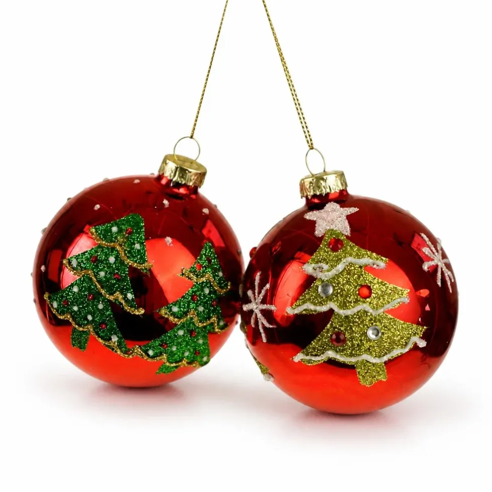 2er Set Glasanhänger rot Weihnachtsbaum