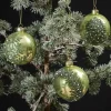 3er Set Glas-Weihnachtskugel mit Motiv grün