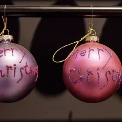 3er Set Weihnachtsbaumkugeln Merry Christmas