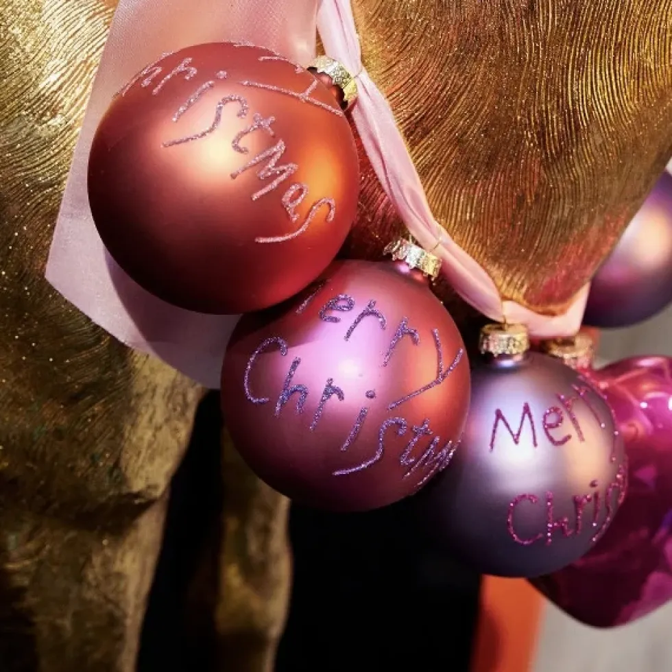 3er Set Weihnachtsbaumkugeln Merry Christmas