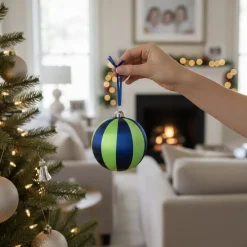 12er Set Weihnachtskugeln dunkelblau neongrün Chinois 8 cm