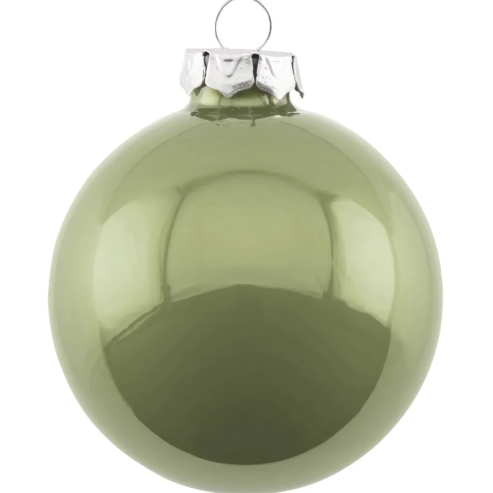 6er Set Weihnachtskugeln Glas Opal grün Gift Company 8 cm
