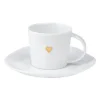 Espressotasse mit Untertasse Porzellan Räder Design GOLDHERZ weiß 90 ml