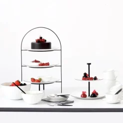 Etagere 3 stufig Metall schwarz für Essteller ASA ligne noire H 49 cm