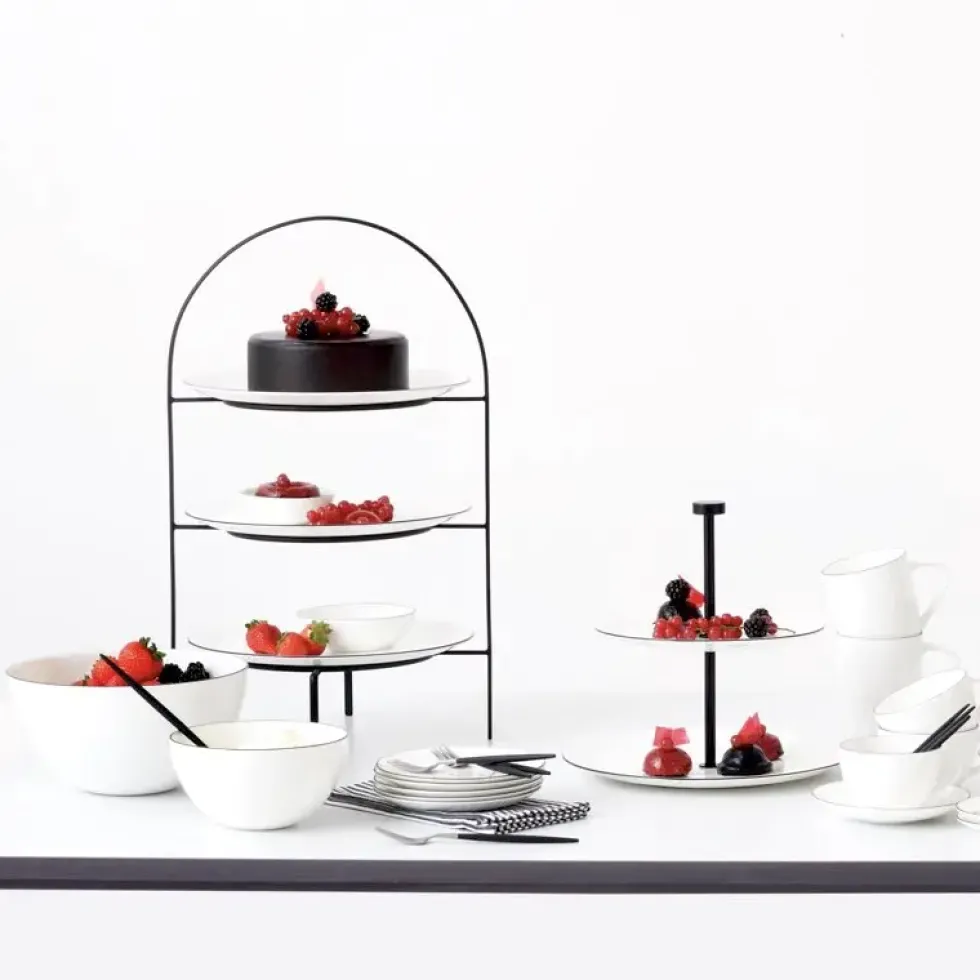 Etagere 3 stufig Metall schwarz für Essteller ASA ligne noire H 49 cm